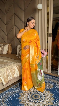 Trending KHUSHI Handloom Patola Collection � 10 Unique Colors with Rich Meenakari Weaving - FREE, Orange