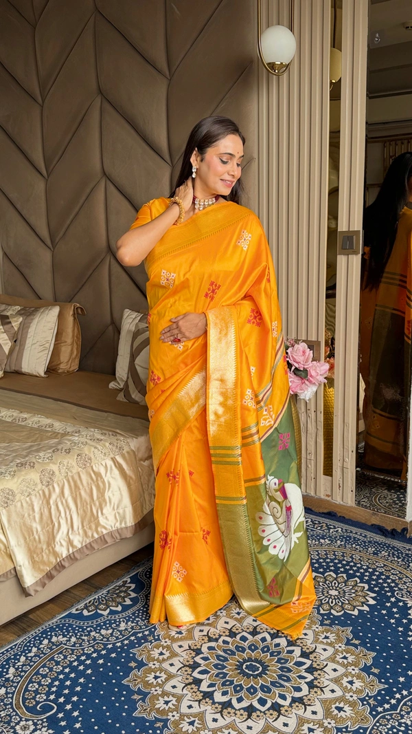 Trending KHUSHI Handloom Patola Collection � 10 Unique Colors with Rich Meenakari Weaving - FREE, Orange