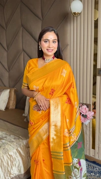 Trending KHUSHI Handloom Patola Collection � 10 Unique Colors with Rich Meenakari Weaving - FREE, Orange