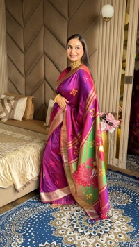 Trending KHUSHI Handloom Patola Collection � 10 Unique Colors with Rich Meenakari Weaving - FREE, MAGENTA