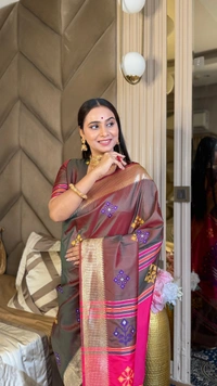 Trending KHUSHI Handloom Patola Collection � 10 Unique Colors with Rich Meenakari Weaving - FREE, COFFEE