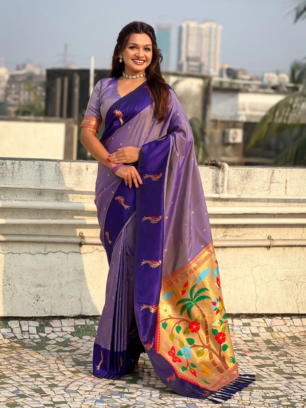 Trending  Soft Silk Collection � Nature Inspired Pichwai Pallu with Contrast Parrot Border