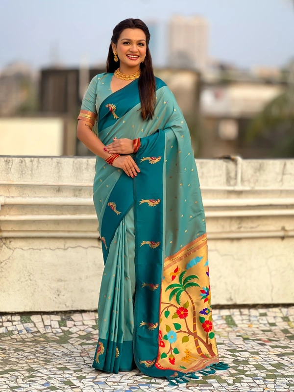 Trending  Soft Silk Collection � Nature Inspired Pichwai Pallu with Contrast Parrot Border