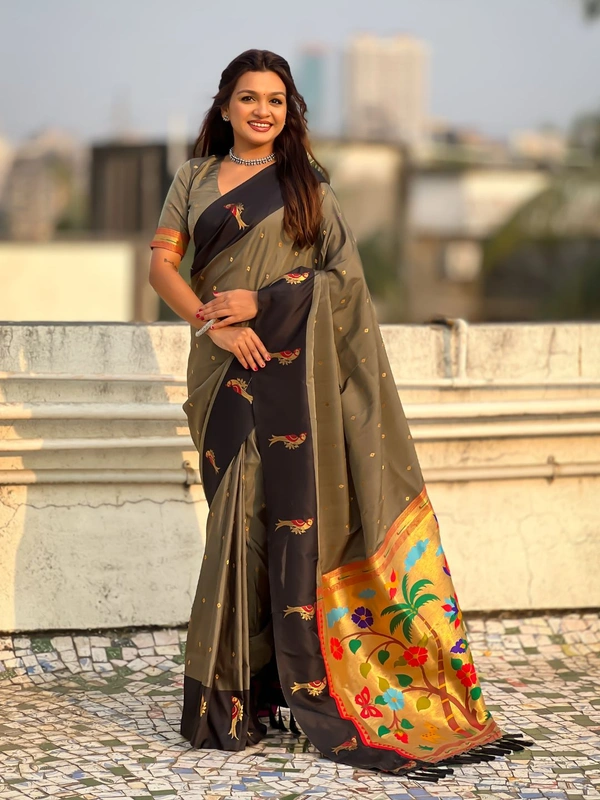 Trending  Soft Silk Collection � Nature Inspired Pichwai Pallu with Contrast Parrot Border