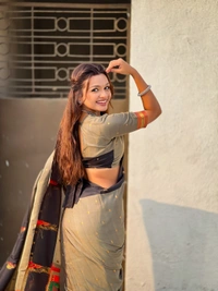 Trending Soft Silk Collection � Nature Inspired Pichwai Pallu with Contrast Parrot Border - FREE, GREY
