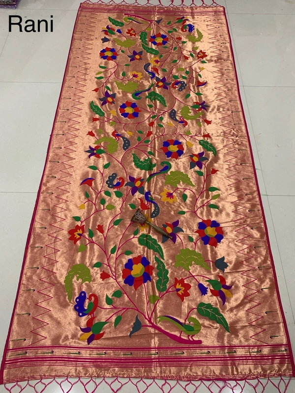 Vibrant Rani Pink Soft Silk Dupatta with Rich All Over Floral Jaal and Traditional Paithani Style - 2.5mt, Rani
