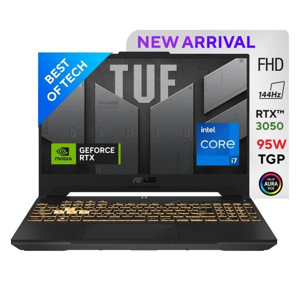 CORE I7- 12TH GEN- ASUS TUF Gaming F15, 15.6-inch (39.62 cms) FHD 144Hz, Intel Core i7-12700H 12th Gen, 4GB NVIDIA RTX 3050, Gaming Laptop (16GB/1TB SSD/Win11/MSO/90WHrs Battery/Gray/2.20 Kg), FX577ZC-HN192WS
