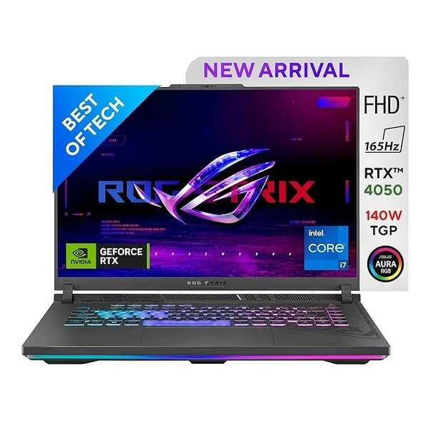 CORE I7- 13TH GEN- ASUS ROG Strix G16 (2023) 90WHr Battery, Intel Core i7-13650HX 13th Gen, 16" FHD+ 165Hz, 6GB RTX 4050, Gaming Laptop (16GB/1TB SSD/Windows 11/Office 2021/4-Zone RGB/Gray/2.50 Kg), G614JU-N3200WS