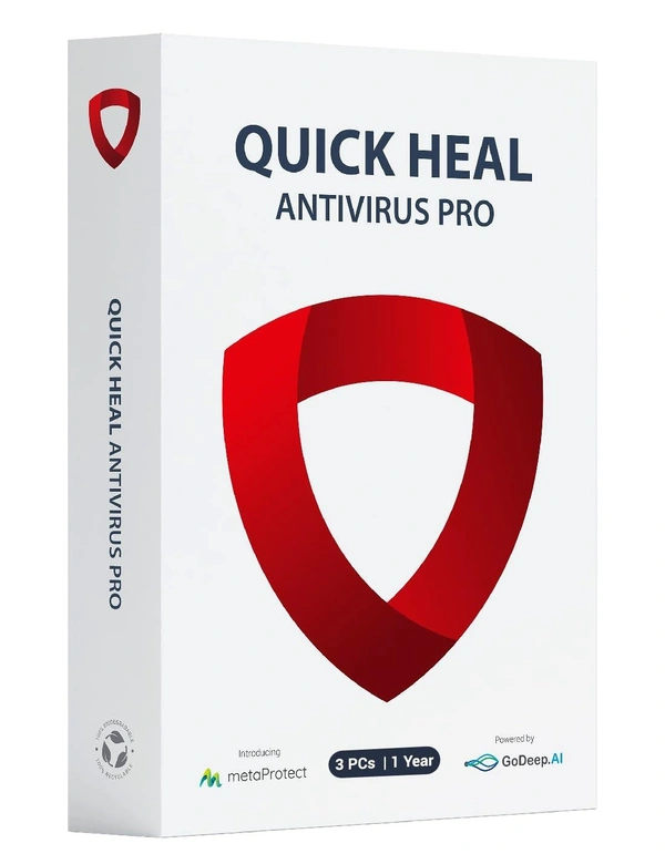 SKU-0135/ ANTIVIRUS- MULTIUSER- 1YEAR- 3PC- Quick Heal Antivirus Pro Latest Version - 3 PCs, 1 Year | AI Based Device Security for Laptop | Email and Browsing Protection