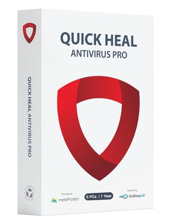 SKU-0136 / ANTIVIRUS- MULTIUSER- 1YEAR- 5PC- Quick Heal Antivirus Pro Latest Version - 5 PCs, 1 Years | AI Based Device Security for Laptop | Email and Browsing Protection