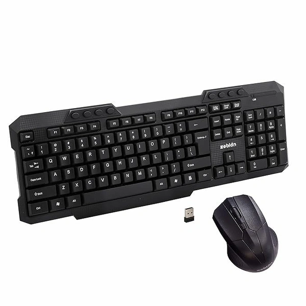 SKU-0207/ COMBO- WIRELESS- ZEBION G2400 Wireless Keyboard Mouse Combo with Nano Receiver, Tested with Over 1 Billion keystrokes and clicks,Durable Body, Multimedia Keyboard, Adjustable DPI, 1 Year Warranty, Black Color