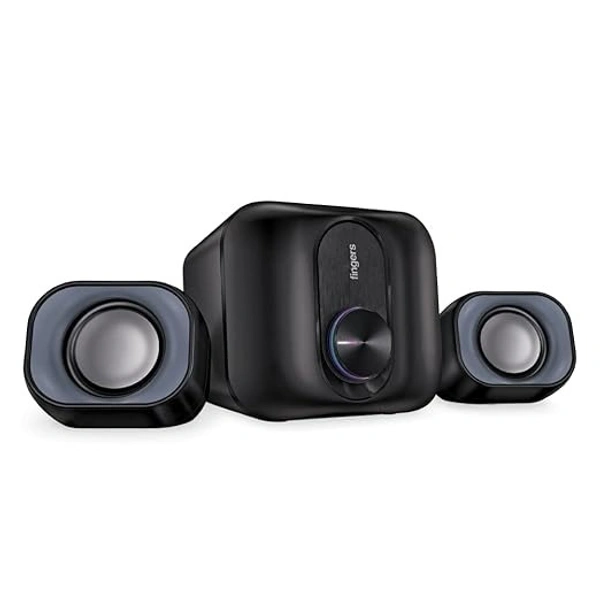 SKU-0277/ SPEAKERS- FINGERS StereoBeats 2.1 Channel Multimedia Wired Speaker (USB Powered with 3.5 mm stereo input | Powerful 11 Watts | for Computer PCs & Laptops) - Rich Black