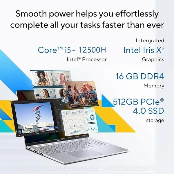 SKU-0038/ CORE I5- 12TH GEN- ASUS VIVOBOOK 16- Intel Core i5-12500H 12th Gen, 16" (40.64 cm) FHD+, Thin and Light Laptop (16GB/512GB/Win11/Office 2021/Silver/1.8 kg), X1605ZAC-MB541WS