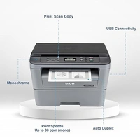SKU-0099/ LASERJET- Brother DCP-L2520D Automatic Duplex Laser Printer with 30 Pages Per Minute Print Speed, Multifunction (Print Scan Copy), 2 in 1 (ID) Copy Button, LCD Display, 32 MB Memory, 250 Sheet Paper Tray, USB