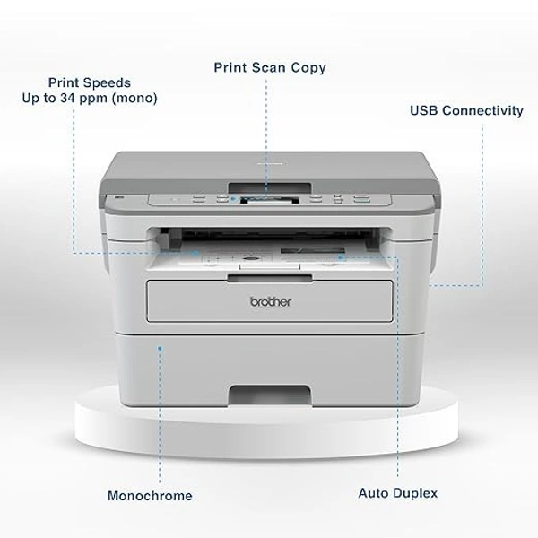 SKU-0100/ LASERJET-Brother DCP-B7500D Automatic Duplex Laser Printer with 34 Pages Per Minute Print Speed, Multifunction (Print Scan Copy), LCD Display, 128 MB Memory, Large 250 Sheet Paper Tray, USB Connectivity Visit the Brother Store