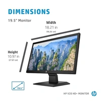 SKU-0148/ SIZE- 20"- HP V20 19.5 inch(49.53 cm) Monitor HD+1600 x 900 Pixels Anti-Glare; Low Blue Light Mode, HDMI; VGA, 5ms Response time,VESA Mount, 2.81kg (1H848AA)