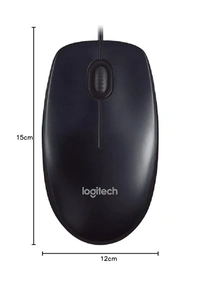 SKU-0174/ MOUSE- WIRED- Logitech M90 Wired USB Mouse, 1000 DPI Optical Tracking, Ambidextrous PC/Mac/Laptop - Black