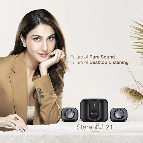 SKU-0277/ SPEAKERS- FINGERS StereoBeats 2.1 Channel Multimedia Wired Speaker (USB Powered with 3.5 mm stereo input | Powerful 11 Watts | for Computer PCs & Laptops) - Rich Black