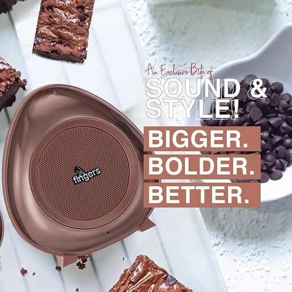 SKU-0304/ SPEAKERS- FINGERS Brownie2 Portable Speaker (15 Hours Playback | Bluetooth, FM Radio, USB, MicroSD, AUX),Choco Brown