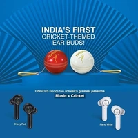 SKU-0315/ EARBUDS- FINGERS Yorker Bluetooth Truly Wireless in Ear Earbuds with Mic (Cricket Themed | Snc Technology | 17.5 Hrs Power Playback | Fast Charging Type-C | Sweat Proof | Voice Assistant Support, Piano White)