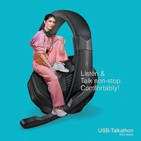 SKU-0317/ HEADPHONES- FINGERS USB-Talkathon On-Ear Wired Headphones with Mic (Big 40 mm Driver | Adjustable Mic | in-line Volume controller) - Black