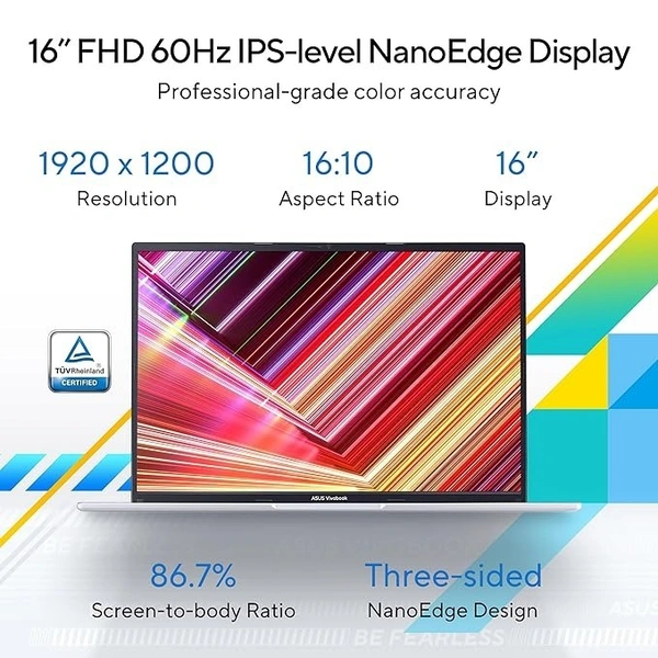 SKU-0038/ CORE I5- 12TH GEN- ASUS VIVOBOOK 16- Intel Core i5-12500H 12th Gen, 16" (40.64 cm) FHD+, Thin and Light Laptop (16GB/512GB/Win11/Office 2021/Silver/1.8 kg), X1605ZAC-MB541WS