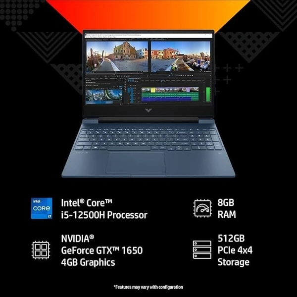 CORE I5- 12TH GEN- Gaming Victus 15-fa1351TX Core i5-12450H 16GB DDR4 512GB SSD RTX 2050 4GB Windows 11 TNR Performance Blue 15.6 FHD Antiglare ultraslim IPS 250 nits 144Hz A180BPA