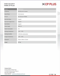 CCTV- WIFI CAMERA- CP PLUS 2MP Full HD Wi-fi CCTV Camera | 360°View PT Camera | Motion Tracking | Cloud Monitoring | 2-Way Talk, Night Vision| Support SD Card (Up to 256 GB) | Privacy Mode - CP-E28A