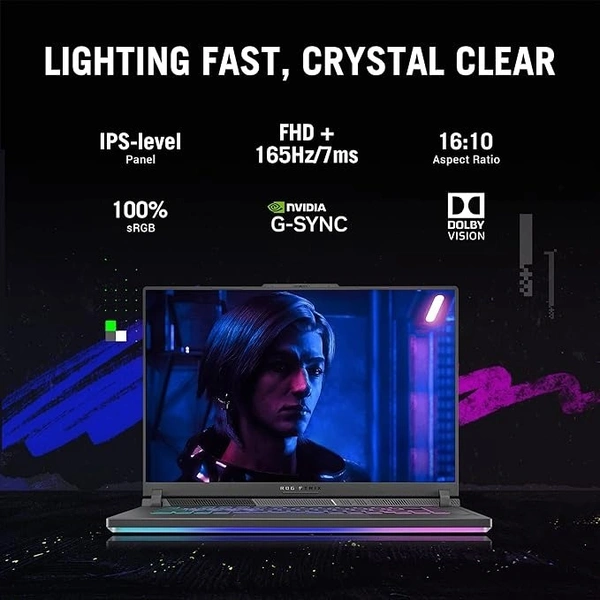 CORE I7- 13TH GEN- ASUS ROG Strix G16 (2023) 90WHr Battery, Intel Core i7-13650HX 13th Gen, 16" FHD+ 165Hz, 6GB RTX 4050, Gaming Laptop (16GB/1TB SSD/Windows 11/Office 2021/4-Zone RGB/Gray/2.50 Kg), G614JU-N3200WS