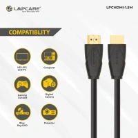 SKU-0425/ HDMI CABLE- 5 MTR- LAPCARE- Lapcare Premium Quality HDMI Cable, Male to Male (5 M)-Black- 1 Year Warrenty
