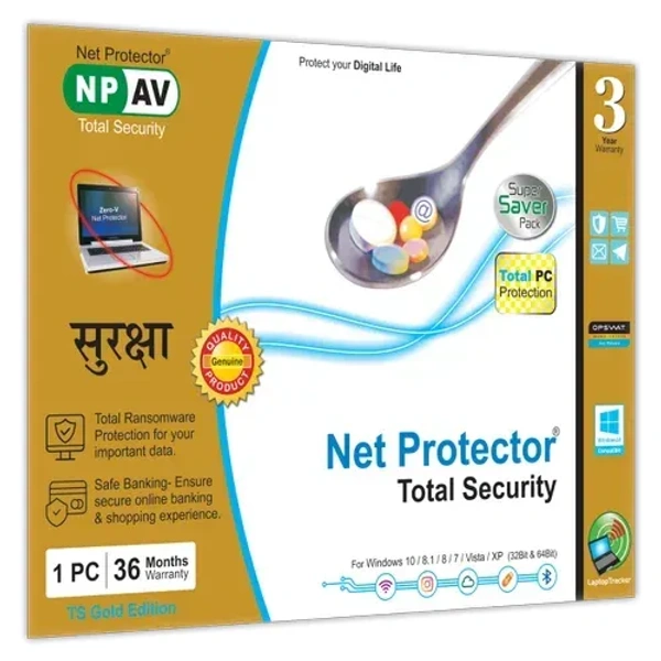 SKU-0081/ ANTIVIRUS- 3 YEAR- Net Protector Antivirus for PC | Total Security 2024 | 1 PC | 3 Years | Email Delivery in less than 1 MIN