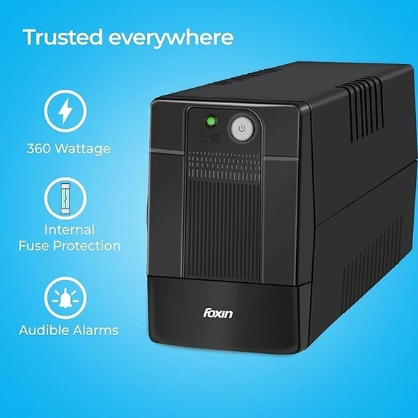 SKU-0177/ UPS- REGULAR- Foxin UPS 600va 360W with LED Indicator, UPS for PC | Laptops | Gaming Computers | WiFi Routers & More | BIS Approved