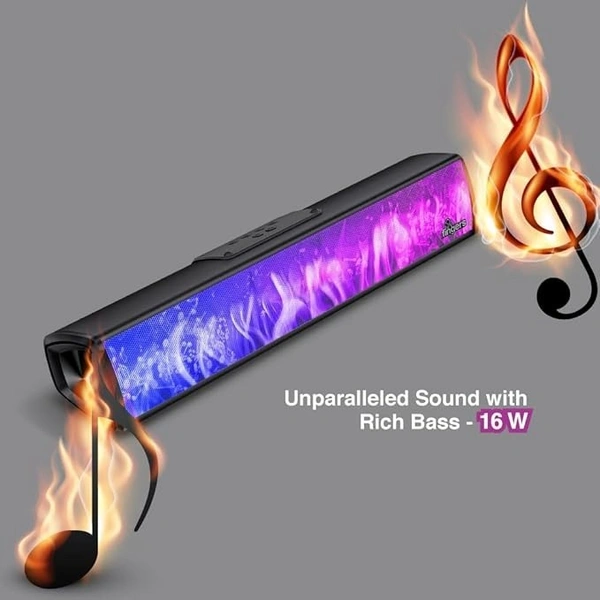 SKU-0285/ SPEAKERS- FINGERS SoundFlame (India’s First Portable Speaker with Flame effects, Deep Bass 16 W, Bluetooth v5.3, USB, MicroSD, AUX, Magnetic Remote Control) – Rich Black