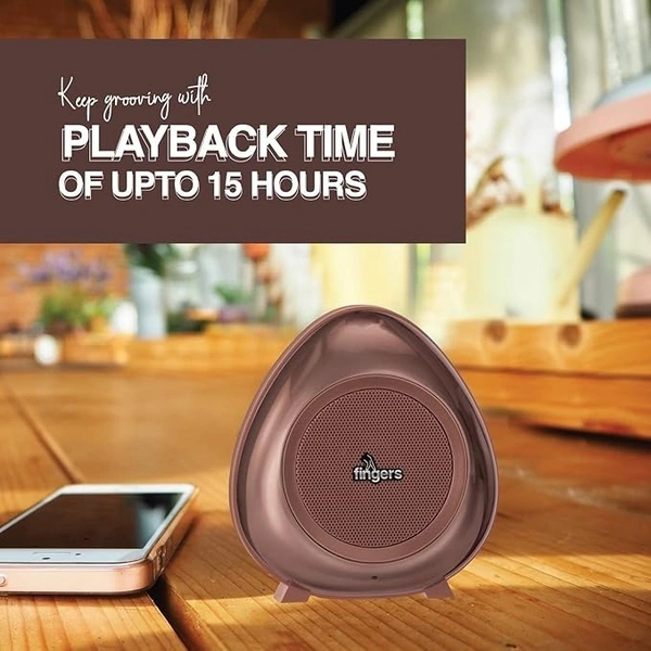 SKU-0304/ SPEAKERS- FINGERS Brownie2 Portable Speaker (15 Hours Playback | Bluetooth, FM Radio, USB, MicroSD, AUX),Choco Brown
