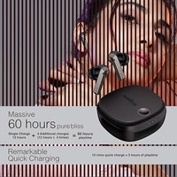 SKU-0314/ EARBUDS- FINGERS Mesmeric TWS Earbuds Immersive Sound with 10 mm Deep bass Drivers, 60 Hours Playtime, Built-in Quad Mics, SNC™ Technology, Quick Charge Type-C Fast Charging (Gun Metal + Black)