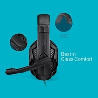 SKU-0317/ HEADPHONES- FINGERS USB-Talkathon On-Ear Wired Headphones with Mic (Big 40 mm Driver | Adjustable Mic | in-line Volume controller) - Black