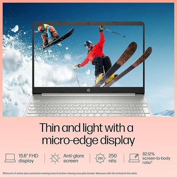 SKU-0047/ CORE I5- 12TH GEN- HP Laptop 15s, 12th Gen Intel Core i5-1235U, 15.6-inch (39.6 cm), FHD, 16GB DDR4, 512GB SSD, Intel Iris Xe Graphics, Backlit KB,MSO,Thin & Light, Dual Speakers (Win 11, Silver, 1.69 kg), fq5330TU