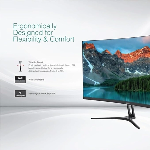 SKU-0073/ SIZE- 24" CURVED- FINGERS Satin-Curve-2421 Curved LED Monitor (23.81, 60 cm) with 1920 x x1080 FHD Resolution, Ultra-Slim Design, VGA + HDMI + VGA Output, Wall mountable, 100 Hz Refresh Rate, 250 nits Brightness