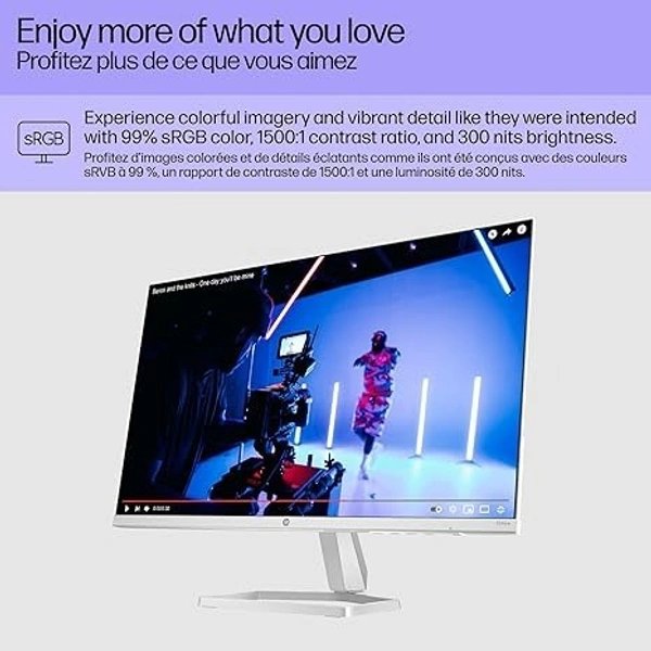 SKU-0147/ SIZE- 24"- HP Series 5 24 inch FHD Monitor, Full HD Display (1920 x 1080), IPS Panel, 99% sRGB, 1500:1 Contrast Ratio, 300 nits, Eye Ease with Eyesafe Certification, 524sa (2024)