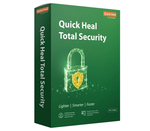 SKU-0155/ ANTIVIRUS- 3YEAR- 1PC- Quick Heal | Total Security | 1 User | 3 Years | AI Based Device Security for Windows PC | Banking and Browsing Protection | Dark Web Monitoring and Parental Control