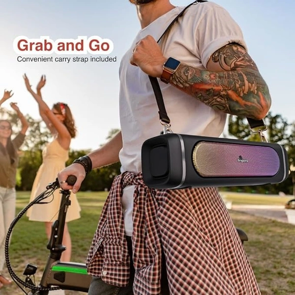 SKU-0282/ SPEAKERS- FINGERS SoundPower-20 Bluetooth Portable Speaker with Powerful 20 W Deep Bass, Mesmerizing RGB lights, 9-hour Playtime, Free Carry Strap, Built-in Mic (Black)