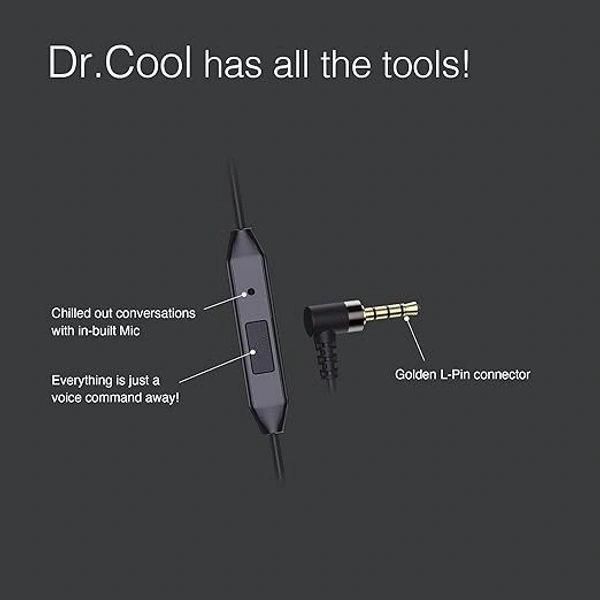 SKU-0307/ EARSET- FINGERS Dr. Cool Wired Earphones (Ear-shaped Dual Tone Earbuds | Golden L Pin Connector)- 1 Year Warrenty