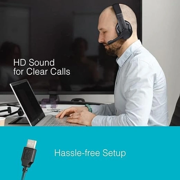 SKU-0317/ HEADPHONES- FINGERS USB-Talkathon On-Ear Wired Headphones with Mic (Big 40 mm Driver | Adjustable Mic | in-line Volume controller) - Black