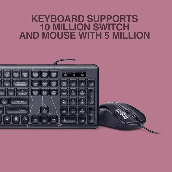 SKU-0322/ COMBO- WIRED- FINGERS Velvet C4 Wired Slim Keyboard and Mouse Set