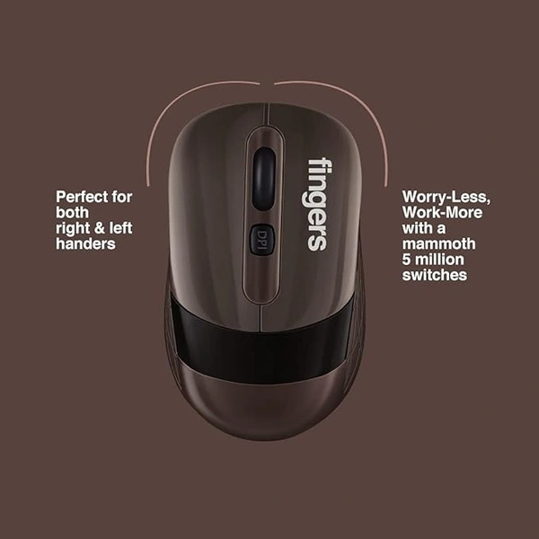 SKU-0327/ MOUSE- WIRELESS- FINGERS AeroGrip Wireless Mouse with 2.4 GHz USB Receiver (Compatible with Windows, Mac & Linux | Ambidextrous)