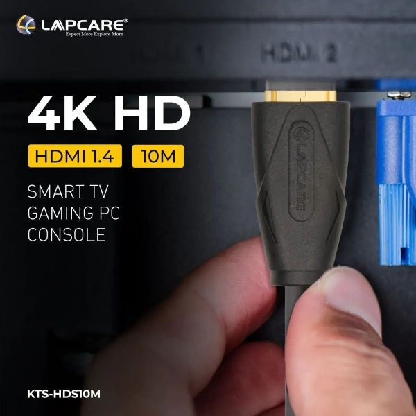SKU-0425/ HDMI CABLE- 5 MTR- LAPCARE- Lapcare Premium Quality HDMI Cable, Male to Male (5 M)-Black- 1 Year Warrenty