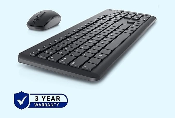 SKU-0114/ COMBO- WIRELESS- Dell KM3322W Wireless USB Keyboard and Mouse Combo, Anti-Fade & Spill-Resistant Keys, up to 36 Month Battery Life, 3Y Advance Exchange Warranty - Black