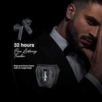 SKU-0313/ EARBUDS- FINGERS Tuxedo TWS Earbuds with 32-Hour Playtime, Fast Charging, 13mm Neodymium Drivers, Surround Noise Cancellation (SNC Technology) Built-in Mic, IPX4 Sweat Resistant, Voice Assistant (Luxe Black)