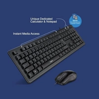 SKU-0320/ COMBO- WIRED- FINGERS FusionCombo Wired USB Keyboard and Mouse Set (Instant Access with 14 Quick Soft Touch Keys & Rupee Key)