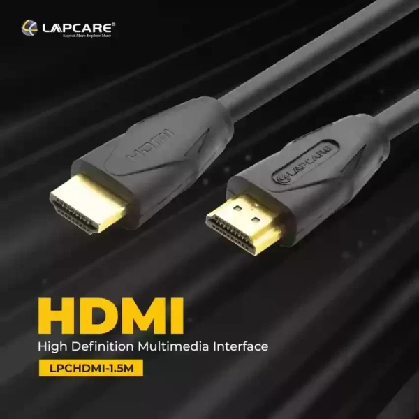 SKU-0425/ HDMI CABLE- 5 MTR- LAPCARE- Lapcare Premium Quality HDMI Cable, Male to Male (5 M)-Black- 1 Year Warrenty